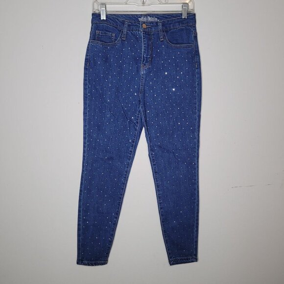 Wild Fable Rhinestone embellished all over high rise skinny jeans size 4s - Picture 8 of 9